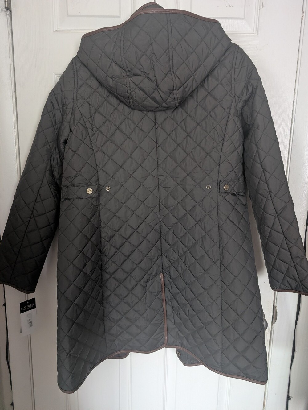 NWT Lauren Ralph Lauren Quilted Riding Coat Black M Equestrian Jacket - Picture 2 of 10